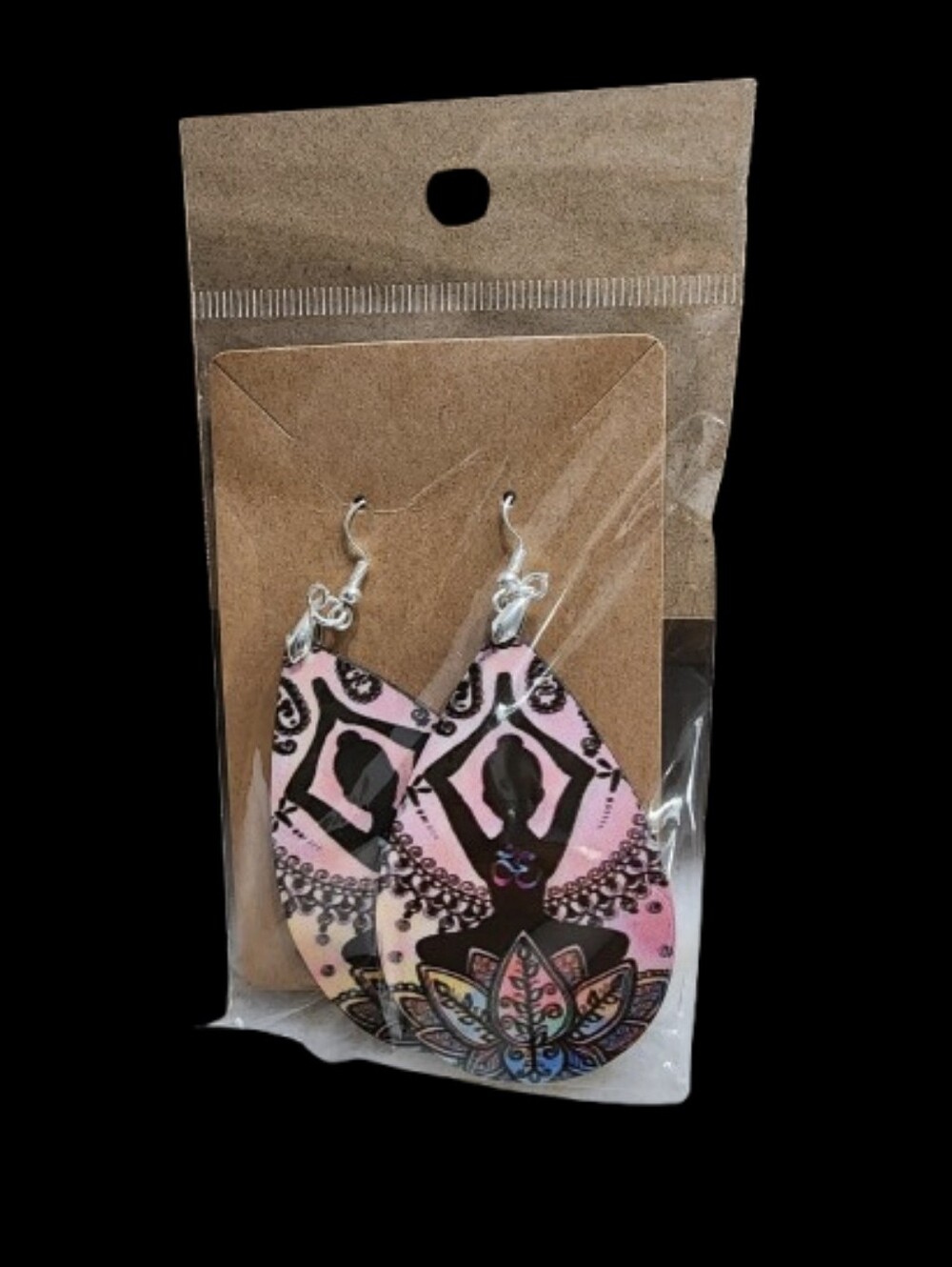 Pink Lotus Teardrop Dangle Earrings for Women